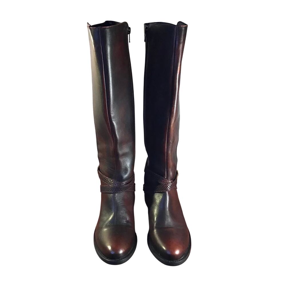Carlo Rossetti Burgundy Brown Leather Riding Boots Boots Size 5.5